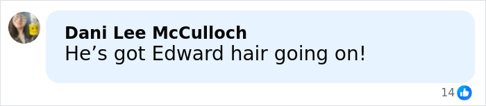 Comment on social media post mentioning Robert Pattinson's Edward hairstyle, related to viral engagement ad with Zendaya. Comment on social media post mentioning Robert Pattinson's Edward hairstyle, related to viral engagement ad with Zendaya.