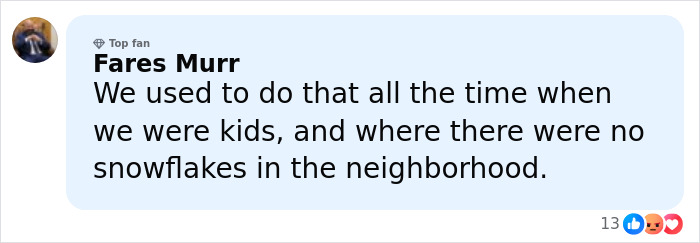 Comment by Fares Murr on social media discussing childhood and neighborhood without snowflakes, related to Japan government and Finland incident. Comment by Fares Murr on social media discussing childhood and neighborhood without snowflakes, related to Japan government and Finland incident.