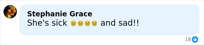 Comment by Stephanie Grace expressing distress with multiple nauseated face emojis about the news of Bonnie Blue's arrest.