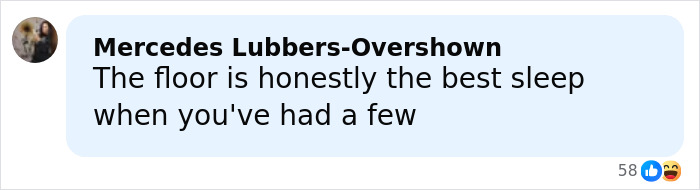 Comment reading Raccoon raids liquor store story, humorously noting best sleep happens after a few drinks. Comment reading Raccoon raids liquor store story, humorously noting best sleep happens after a few drinks.