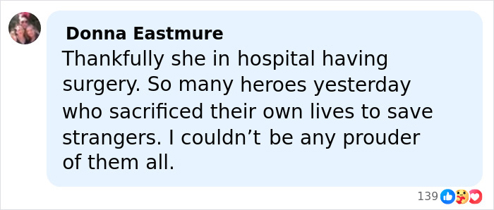 Facebook comment expressing gratitude for heroes saving a toddler during Bondi Beach attack and surgery update. Facebook comment expressing gratitude for heroes saving a toddler during Bondi Beach attack and surgery update.