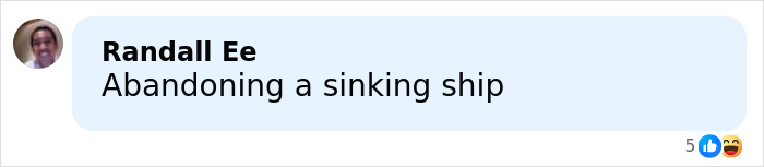 Comment by Randall Ee stating "Abandoning a sinking ship" on a social media post discussing PR gurus cutting ties with Prince Harry and Meghan Markle.
