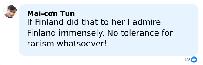 Comment praising Finland's stance against racism after Miss Finland loses crown over racist gesture backlash. Comment praising Finland's stance against racism after Miss Finland loses crown over racist gesture backlash.