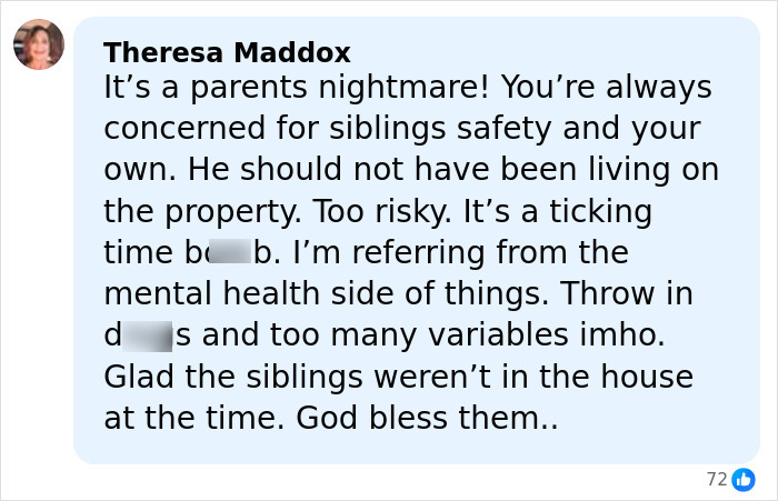 Comment discussing concerns about siblings&rsquo; safety and mental health related to Rob Reiner&rsquo;s daughter Romy and brother Nick.