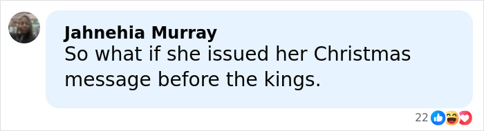 Comment from Jahnehia Murray questioning Meghan Markle's Christmas message timing amid Prince Harry split rumors. Comment from Jahnehia Murray questioning Meghan Markle's Christmas message timing amid Prince Harry split rumors.