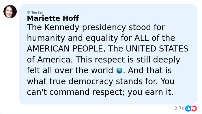Comment on Kennedy Center renaming emphasizing respect, democracy, and the legacy of the Kennedy presidency.