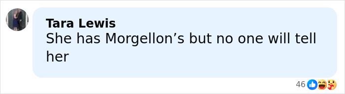 Comment by Tara Lewis discussing Morgellon's in relation to facial disfigurement and diagnosis mentions. Comment by Tara Lewis discussing Morgellon's in relation to facial disfigurement and diagnosis mentions.