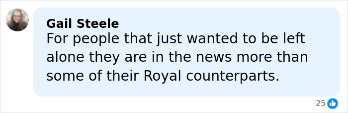 Comment from Gail Steele discussing media attention on Meghan Markle and Prince Harry compared to other Royals. Comment from Gail Steele discussing media attention on Meghan Markle and Prince Harry compared to other Royals.
