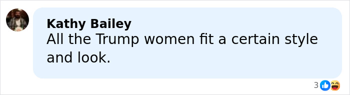 Comment by Kathy Bailey about Trump women&rsquo;s style and look, reflecting on reactions to Donald Trump Jr.&rsquo;s engagement news.