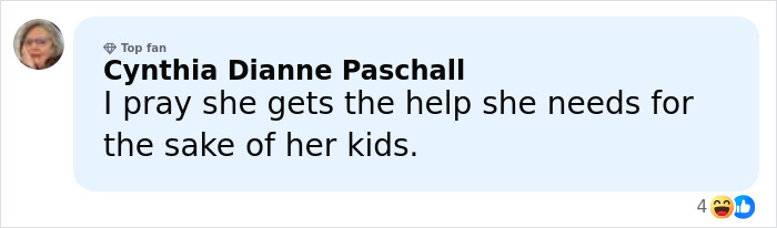Facebook comment from Cynthia Dianne Paschall expressing concern for children after mom calls 911 over gummies incident. Facebook comment from Cynthia Dianne Paschall expressing concern for children after mom calls 911 over gummies incident.