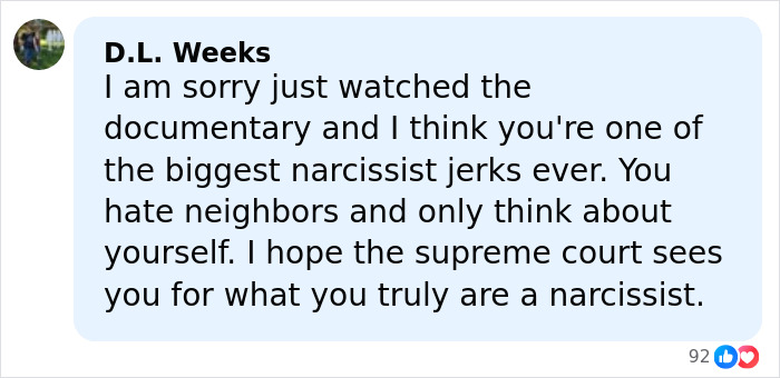 Comment from D.L. Weeks criticizing the Christmas lawyer known for taking on the HOA and winning.