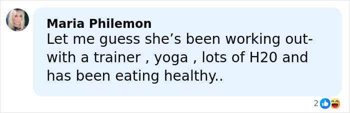 Comment by Maria Philemon discussing fitness, yoga, and healthy eating related to dramatic weight loss. Comment by Maria Philemon discussing fitness, yoga, and healthy eating related to dramatic weight loss.