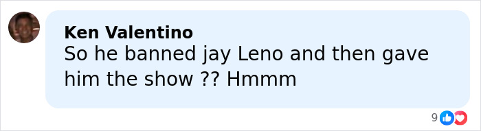 Comment by Ken Valentino discussing banned stars from the Tonight Show by Johnny Carson, questioning the show's hosting decisions. Comment by Ken Valentino discussing banned stars from the Tonight Show by Johnny Carson, questioning the show's hosting decisions.