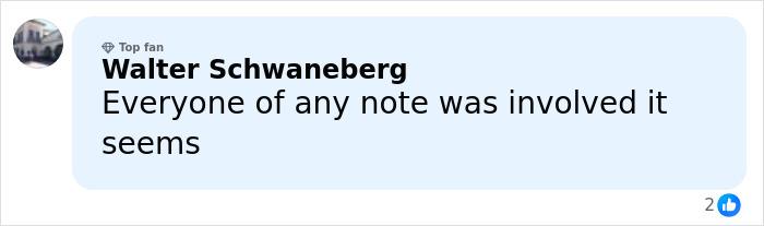 Comment by Walter Schwaneberg discussing involvement in Epstein files, highlighting disturbing messages on women photos.