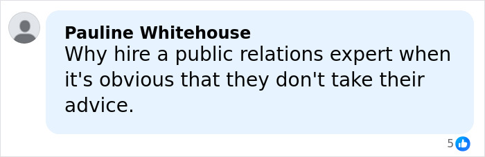 Comment by Pauline Whitehouse questioning why public relations experts are hired when their advice is ignored in PR gurus reveal. Comment by Pauline Whitehouse questioning why public relations experts are hired when their advice is ignored in PR gurus reveal.