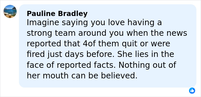 Comment by Pauline Bradley criticizing loyalty claims while mentioning PR gurus who cut ties with Prince Harry and Meghan Markle.