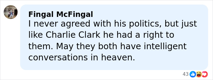 Facebook comment box showing a thoughtful message about Hollywood icon’s passing and reflections on their politics. Facebook comment box showing a thoughtful message about Hollywood icon’s passing and reflections on their politics.