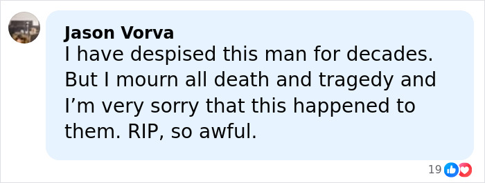 Comment from Jason Vorva expressing sorrow over a Hollywood icon’s disturbing passing and paying respects. Comment from Jason Vorva expressing sorrow over a Hollywood icon’s disturbing passing and paying respects.
