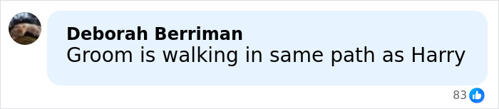 Comment mentioning the groom walking down the aisle, referencing Gordon Ramsay's daughter's wedding to Adam Peaty. Comment mentioning the groom walking down the aisle, referencing Gordon Ramsay's daughter's wedding to Adam Peaty.