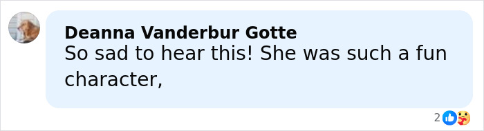 Comment from Deanna Vanderbur Gotte expressing sadness over the loss of Marvelous Mrs. Maisel actress in NYC traffic incident. Comment from Deanna Vanderbur Gotte expressing sadness over the loss of Marvelous Mrs. Maisel actress in NYC traffic incident.