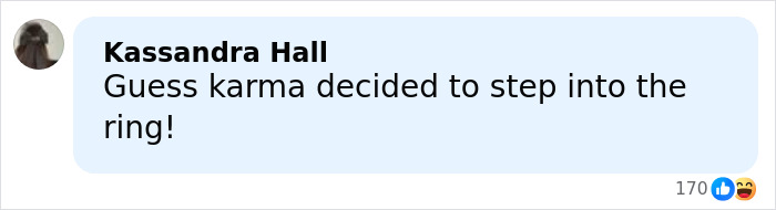 Comment reading Guess karma decided to step into the ring, referencing Jake Paul's broken jaw internet punchline.