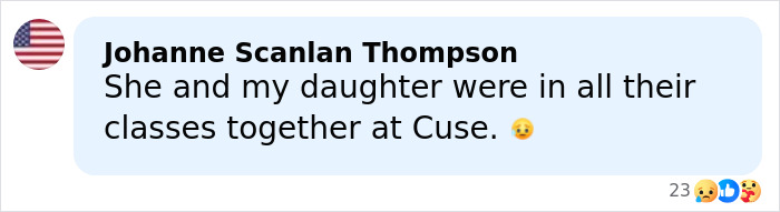 Comment by Johanne Scanlan Thompson reflecting on her and her daughter's shared classes with a sorority girl involved in a tragic Christmas Eve accident. Comment by Johanne Scanlan Thompson reflecting on her and her daughter's shared classes with a sorority girl involved in a tragic Christmas Eve accident.