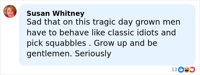 Facebook comment from Susan Whitney criticizing childish behavior among grown men, relevant to Jimmy Kimmel on Donald Trump comments. Facebook comment from Susan Whitney criticizing childish behavior among grown men, relevant to Jimmy Kimmel on Donald Trump comments.