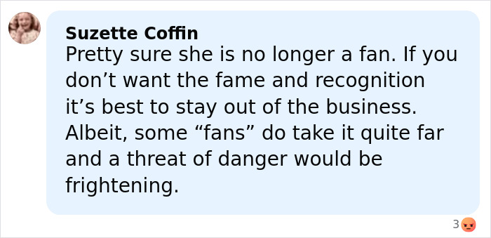 Comment from Suzette Coffin about fame, recognition, and fans, in a discussion on Hilary Swank apologizing and public reaction. Comment from Suzette Coffin about fame, recognition, and fans, in a discussion on Hilary Swank apologizing and public reaction.