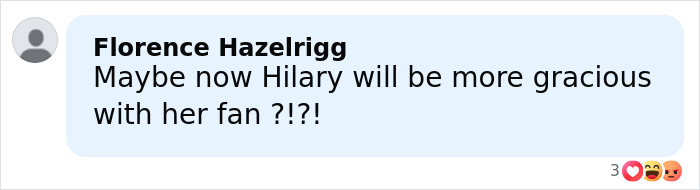 Comment from Florence Hazelrigg about Hilary Swank apologizing and reactions involving the mom of terminally ill kids. Comment from Florence Hazelrigg about Hilary Swank apologizing and reactions involving the mom of terminally ill kids.