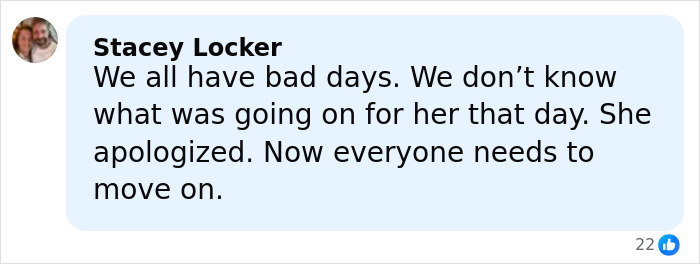 Comment from Stacey Locker discussing Hilary Swank apologizing for berating mom of terminally ill kids. Comment from Stacey Locker discussing Hilary Swank apologizing for berating mom of terminally ill kids.