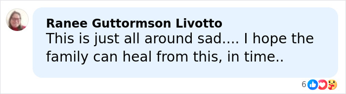 Screenshot of a Facebook comment expressing sadness and hope for family healing amid Nick Reiner hotel room report controversy Screenshot of a Facebook comment expressing sadness and hope for family healing amid Nick Reiner hotel room report controversy