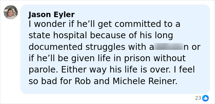 Comment discussing Nick Reiner's struggles and legal fate amid new report on horrific hotel room conditions. Comment discussing Nick Reiner's struggles and legal fate amid new report on horrific hotel room conditions.