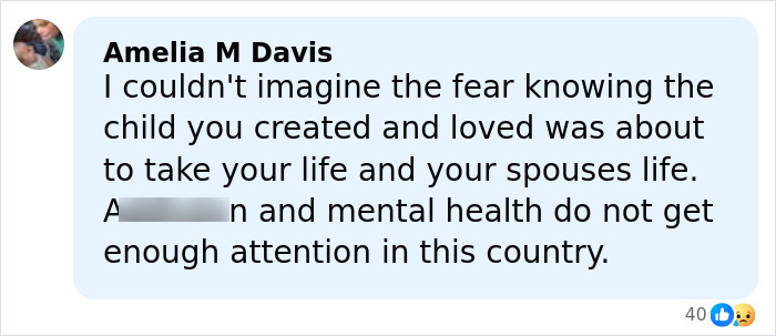 Alt text: Screenshot of a Facebook comment discussing fear, mental health, and the tragic situation surrounding Nick Reiner's hotel room arrest. Alt text: Screenshot of a Facebook comment discussing fear, mental health, and the tragic situation surrounding Nick Reiner's hotel room arrest.