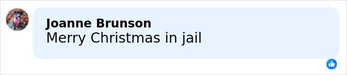 Screenshot of a social media comment saying Merry Christmas in jail related to mom's chilling Google searches case. Screenshot of a social media comment saying Merry Christmas in jail related to mom's chilling Google searches case.