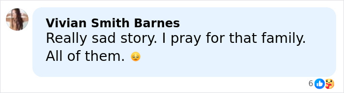Facebook comment by Vivian Smith Barnes expressing sadness and prayers for the family in a discussion about a trans Muslim woman&rsquo;s fate.