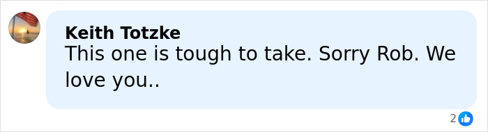Facebook comment expressing sympathy for Rob after a tragic homicide involving Rob Reiner’s wife in LA home. Facebook comment expressing sympathy for Rob after a tragic homicide involving Rob Reiner’s wife in LA home.