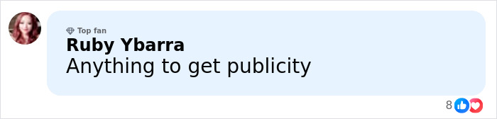 Comment from Ruby Ybarra saying Anything to get publicity on a social media post discussing Heidi Klum going au naturel.