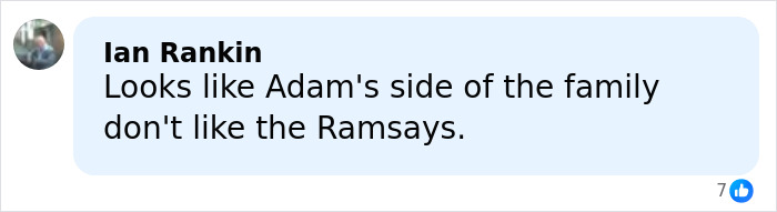 Comment on social media post discussing tensions involving Gordon Ramsay's family and Adam Peaty after wedding events. Comment on social media post discussing tensions involving Gordon Ramsay's family and Adam Peaty after wedding events.