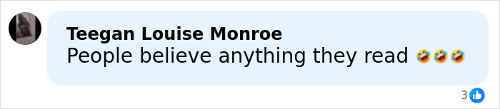 Comment on social media post saying people believe anything they read with laughing emojis, referencing Robert Pattinson and Zendaya viral engagement ad. Comment on social media post saying people believe anything they read with laughing emojis, referencing Robert Pattinson and Zendaya viral engagement ad.