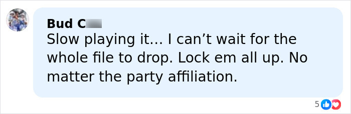 Comment expressing anticipation for new Epstein files revealing photos of women marked with disturbing messages.