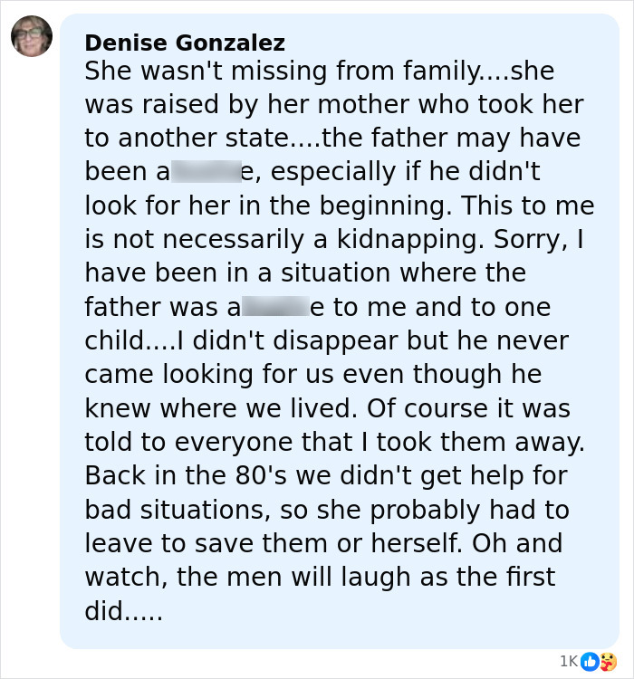Comment discussing a woman taking her child to another state, questioning if it was kidnapping or a rescue situation. Comment discussing a woman taking her child to another state, questioning if it was kidnapping or a rescue situation.