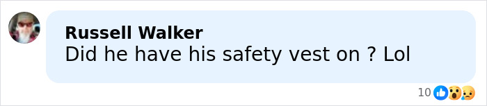 Comment by Russell Walker questioning if the worker wore a safety vest after forklift accident involving CEO.