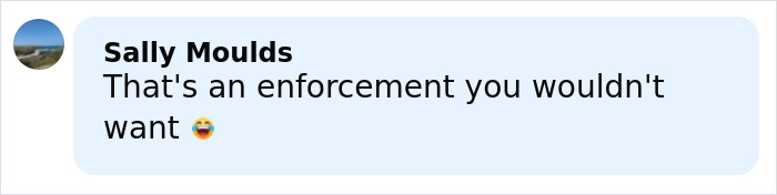 Comment from Sally Moulds reacting to enforcement related to Bonnie Blue's fate after arrest for controversial video.