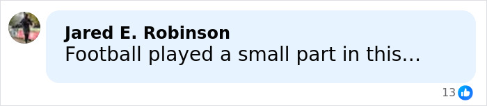 Comment from Jared E. Robinson saying football played a small part in a heated NFL argument with family. Comment from Jared E. Robinson saying football played a small part in a heated NFL argument with family.