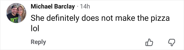 Comment from Michael Barclay joking about a 21-year-old pizza maker who recently went viral on social media. Comment from Michael Barclay joking about a 21-year-old pizza maker who recently went viral on social media.
