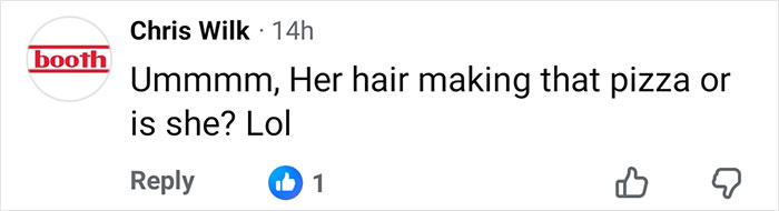 Comment on social media post about 21-year-old pizza maker going viral, mentioning her hair and pizza-making skills. Comment on social media post about 21-year-old pizza maker going viral, mentioning her hair and pizza-making skills.