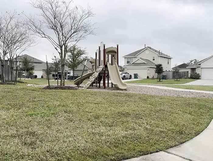 Playground and residential homes in a Texas neighborhood where a heroic dad rescues kidnapped daughter by tracking her phone. Playground and residential homes in a Texas neighborhood where a heroic dad rescues kidnapped daughter by tracking her phone.