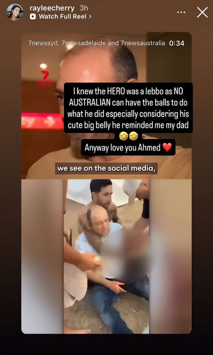 Screenshot of a swimwear model&rsquo;s controversial social media post sparking outrage after Bondi Beach attack.