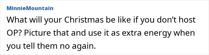 Comente sobre as demandas da família: a pessoa oferece a ceia de Natal sem ajudar, destacando expectativas injustas.