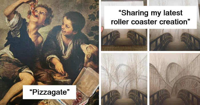 78 People Who Personalized Thrifted Paintings By Adding In Something Funny Or Unexpected (New Pics)